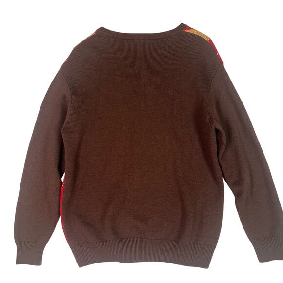 Vintage Lacoste Merino Wool Argyle Sweater Mens 5/Large V Neck Preppy Academia - Picture 3 of 9